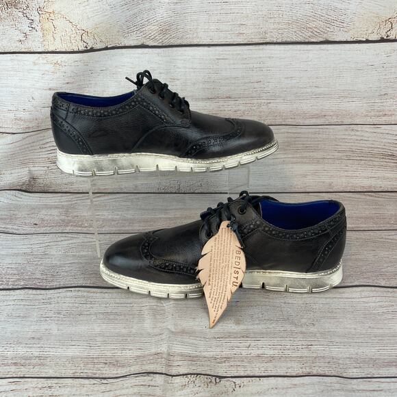 Bed Stu Cayuga II Mens Sz 9 Wingtip Oxford Sneakers Shoes Black Leather main image 4